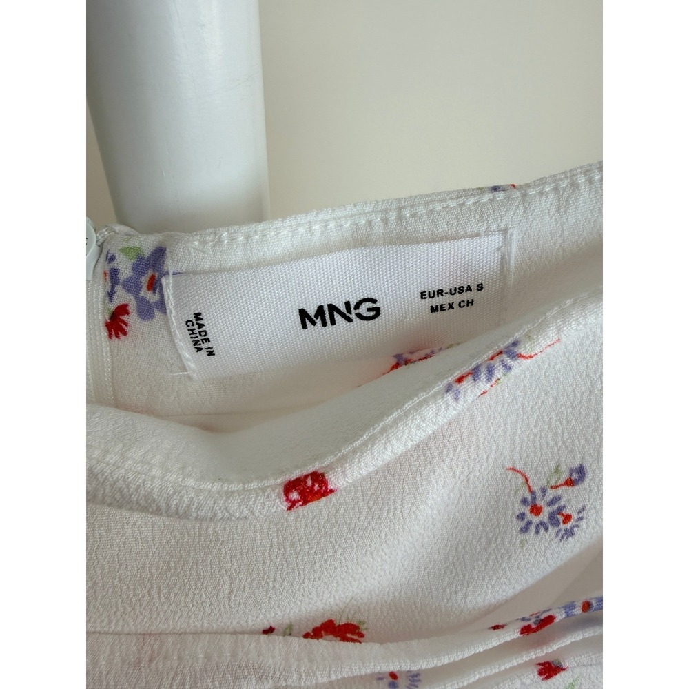 MNG Mango Women Floral Wrap Mini Skirt White Red Purple Side Tie Size S - Picture 3 of 5